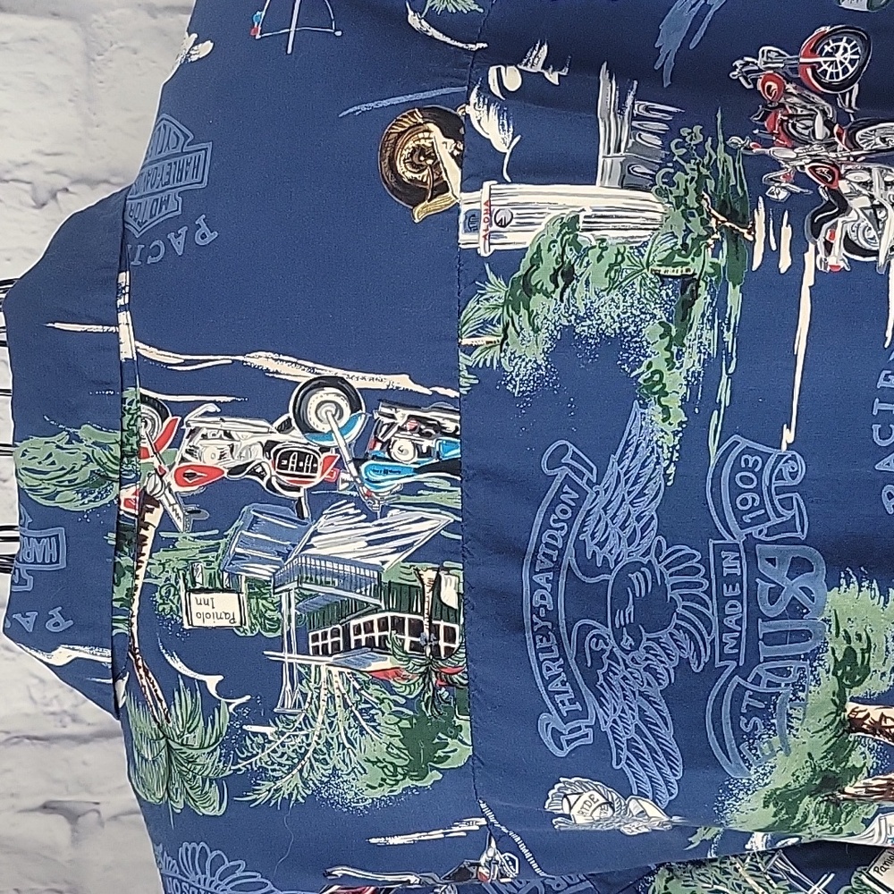 Harley-Davidson Blue‎ Casual Button Down Shirt - Picture 8 of 14